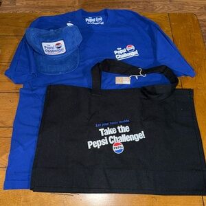 Pepsi Challenge XL tee, hat, and bag